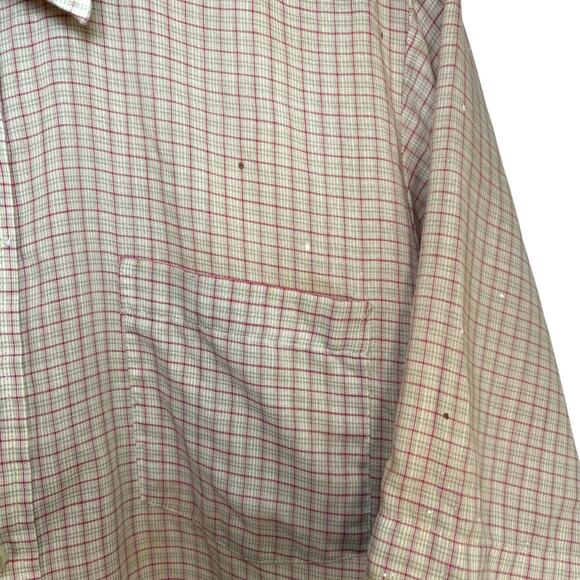 MICHAEL permanently pressed check short sleeve button shirt L 90s - Picture 5 of 5